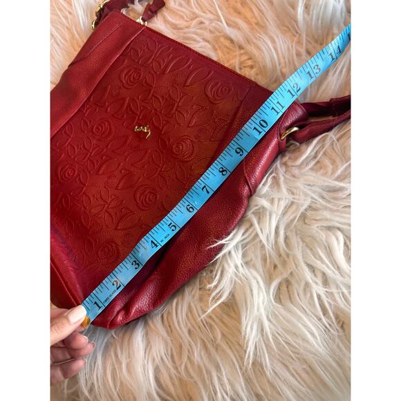 Velez Women's Leather Floral Print Includes Crossbody Shoulder Bag‎ Maroon - Picture 7 of 11